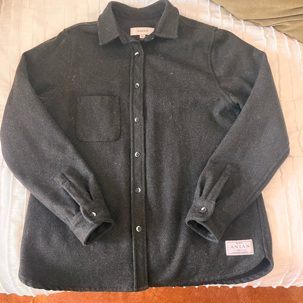 Anian dark green Button-Up Wool Shacket